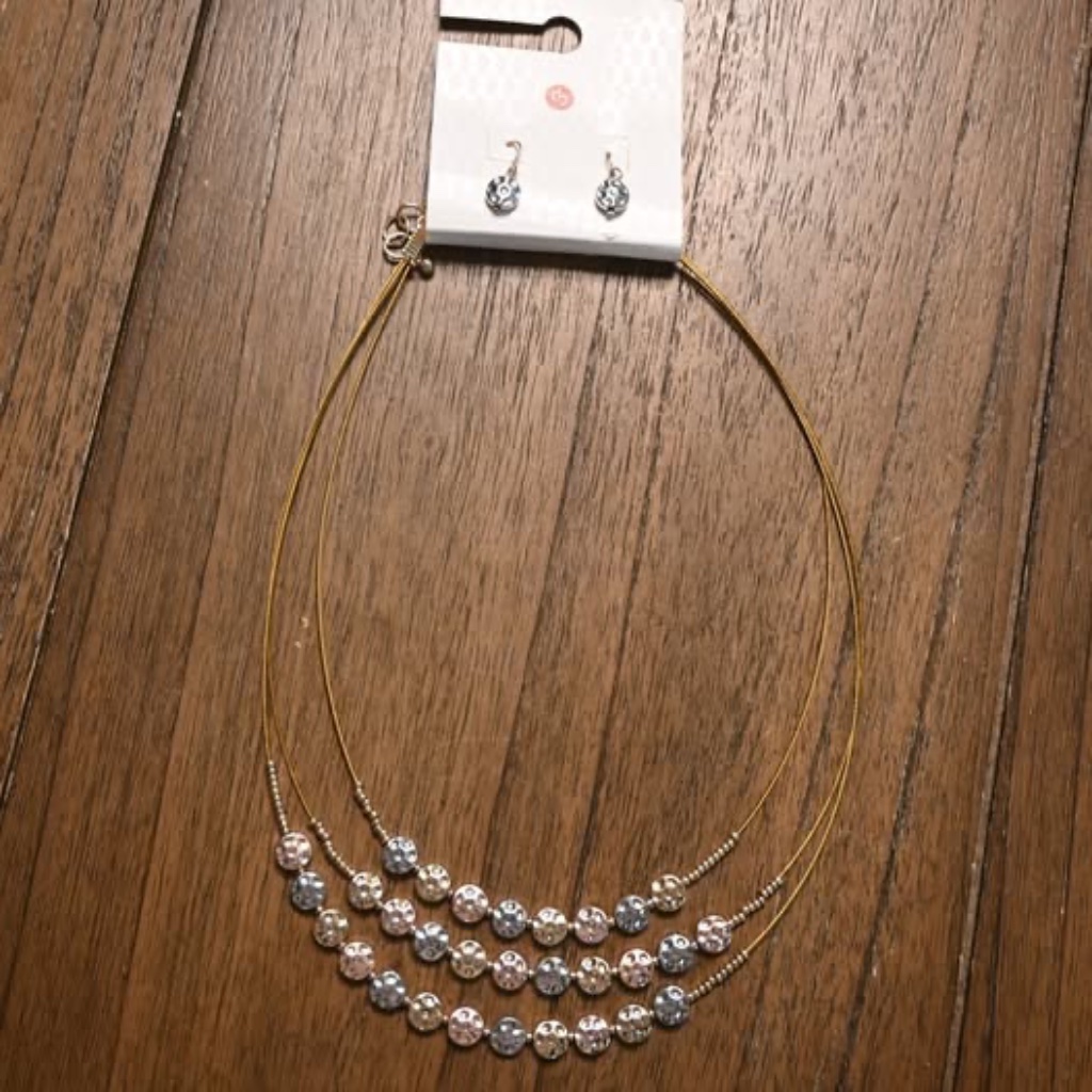 Trimetal Colored Earring Necklace Set 8$